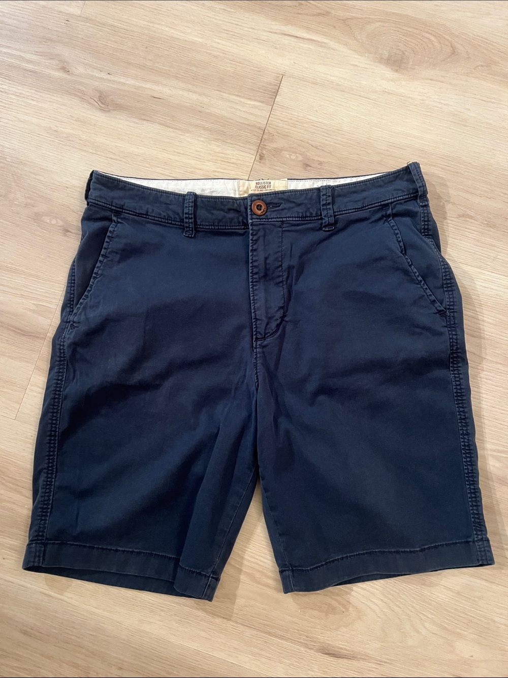 Hollister Navy Flat Front Cotton Shorts